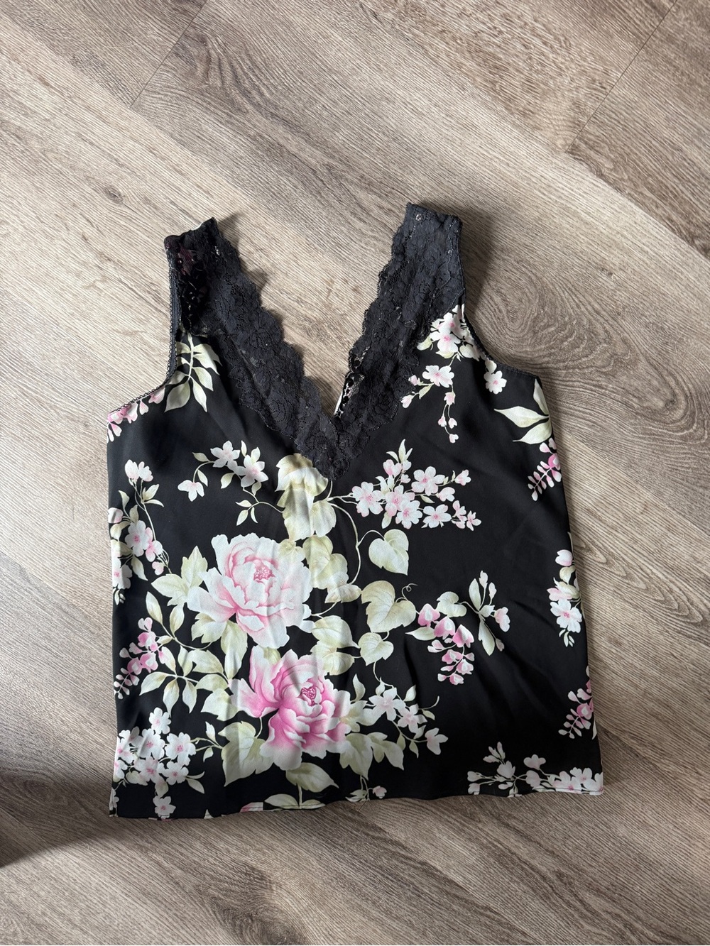 Oscar de la Renta Black Floral Lace-Trim Sleeveless Blouse